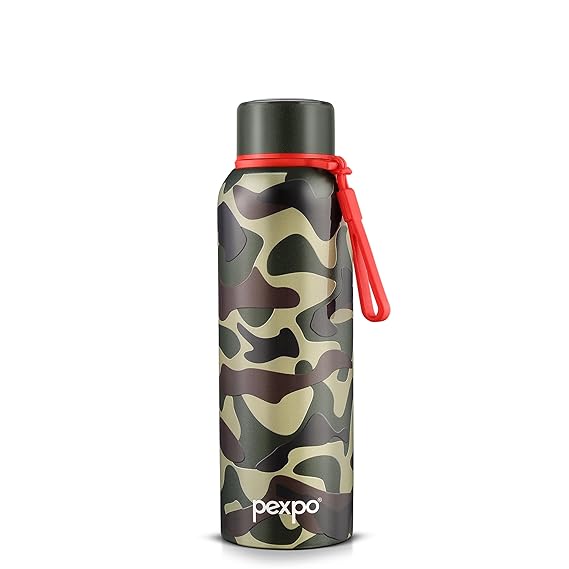 Bravo Thermoflask 700ml Military Green Printed Design – ISI Certified Hot & Cold Stainless Steel Water Bottle