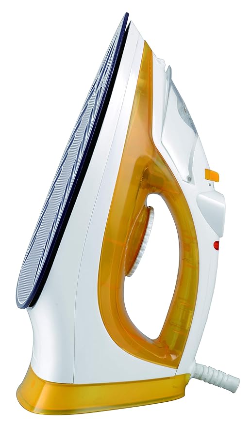 Usha SI 3816 Steam Iron 1600 W with Easy-Glide Non-Stick Soleplate, Powerful Steam Output, 280 Ml Water Tank (Yellow & White), 1600 Watts