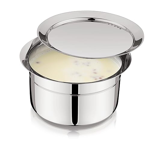 Mukti Stainless Steel Food Storage & Cooking|Air-Vent Holes on lid|Tope & Pans|Tea Pan|Curry, Gravy, Biryani Pan|Pots, Patilas, Kadhai & Topes|Curry & Coffee Pan with Lid|1700ml x 1pc