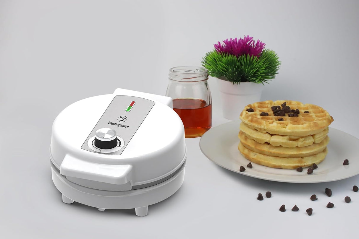 Westinghouse Simple Life 1000W Electric Waffle Maker 4 Slice | 8 Inch Plates, Quick Heating, Compact Design| Electric Waffle Iron With Non-Stick, Dual Side Plate