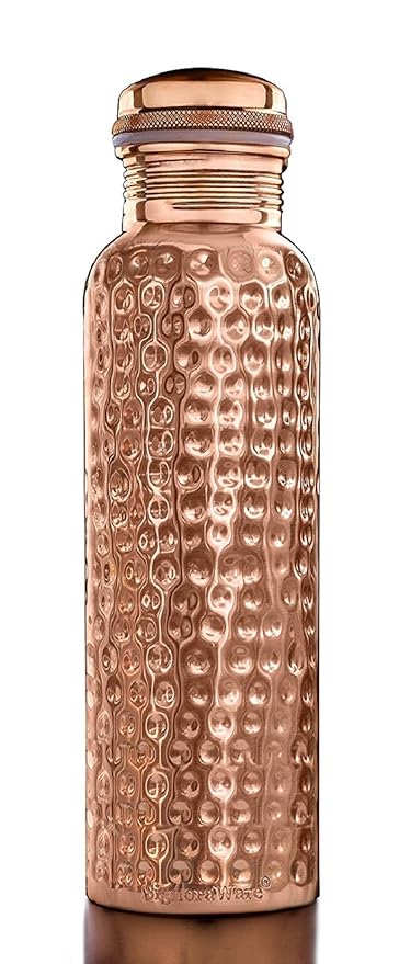 SignoraWare Copper Water Bottle Hammered 900 milliliters,Brown