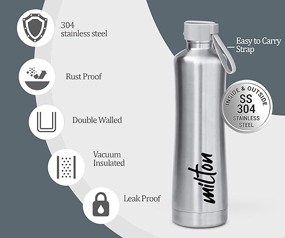 Tiara 1100 Stainless Steel 24 Hours Hot and Cold Water Bottle, 900 ml