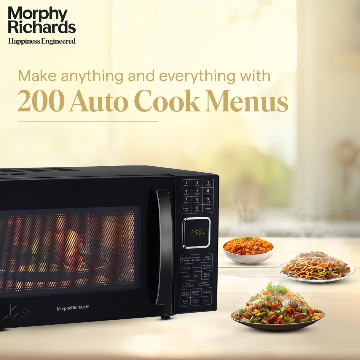 27CGF 27L Convection Microwave Oven – 200 Auto Cook Menus, Stainless Steel Cavity & Deodorizer