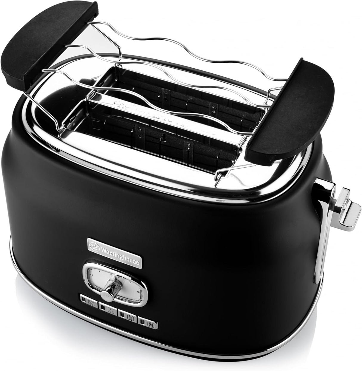 Westinghouse Retro Toaster - 2 Slice - Extra Large Slots - Keep Warm Rack - 815W - Black