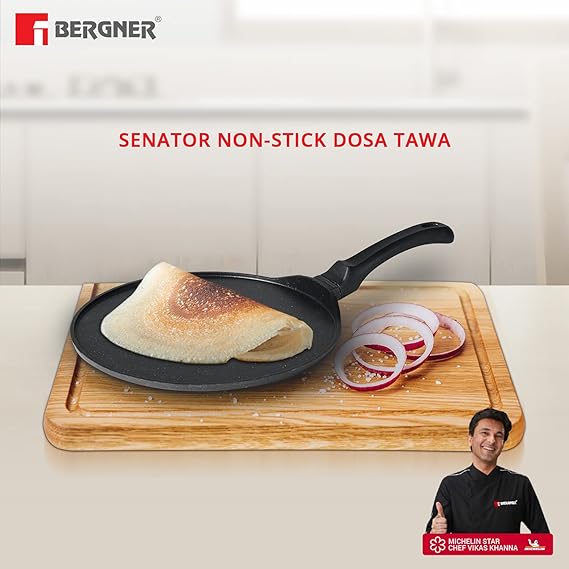 Senator Die-Cast Aluminium Non-Stick Dosa Tawa, 31cm, Black BGIN-2568