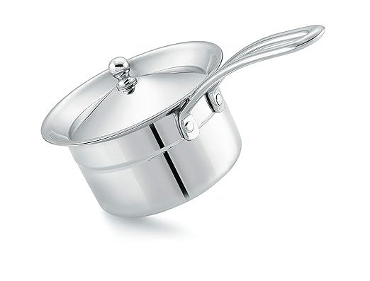 Mukti Stainless Steel Food Storage & Cooking|Heavy Bottom Tope & Pans|Tea Pan|Curry, Gravy, Biryani Pan|Pots, Patilas, Kadhai & Topes|Curry & Gravy Pan with Lid & Handle|800ml x 1pc (Copy)