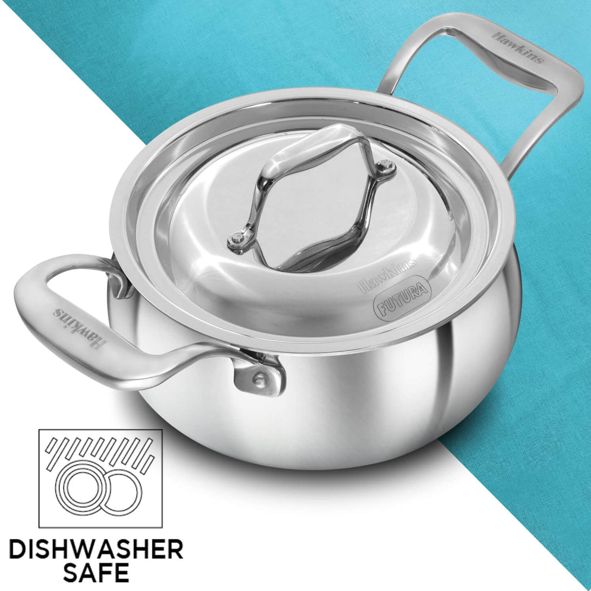 Hawkins Pro 2L Triply Stainless Steel Handi with Lid - Cooking & Serving Pan (PSH20S)