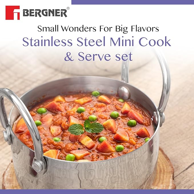 BE Essentials Stainless Steel Mini Hammered 3 Pcs Serving Set