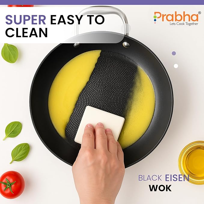 Black Eisen Cast Iron Wok With Steel Handle