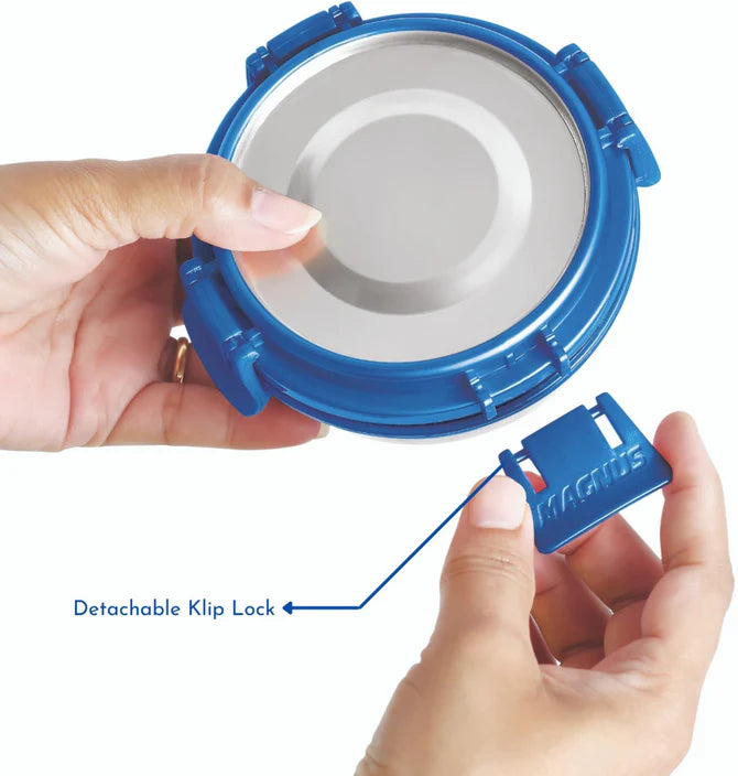 Stainless Steel Airtight Leakproof Storage Deluxe Container 450ML with Klip Lock - Ideal Kitchen Accessories Items, Perfect Lunch Box, Lunch Boxes for Office Men