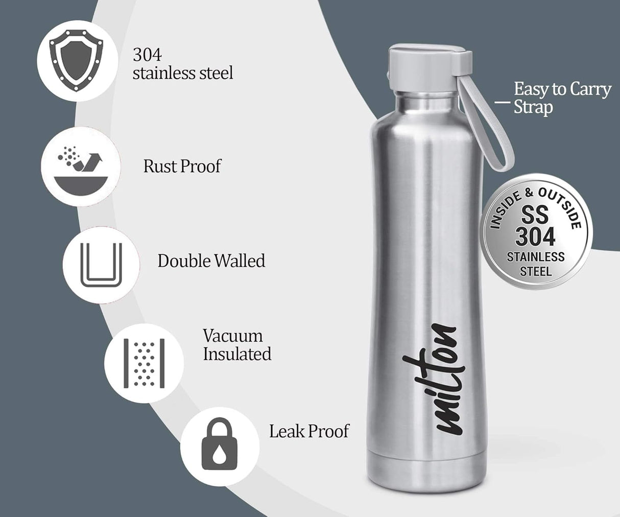 New Tiara 600 Thermosteel 24 Hours Hot & Cold Water Bottle, 490 ml