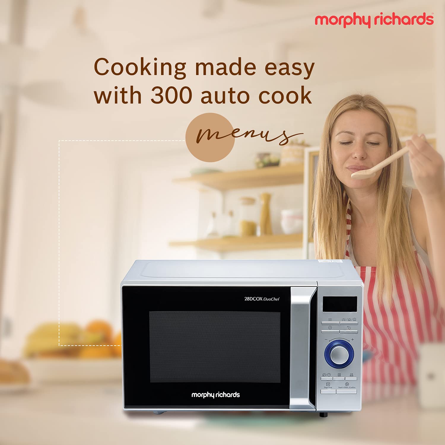 28DCOX Duochef 28L Microwave + OTG Combo – 300 Auto Cook Menus, Dual Grill & Ceramic Coating