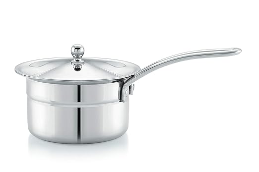 Mukti Stainless Steel Food Storage & Cooking|Heavy Bottom Tope & Pans|Tea Pan|Curry, Gravy, Biryani Pan|Pots, Patilas, Kadhai & Topes|Curry & Gravy Pan with Lid & Handle|800ml x 1pc (Copy)