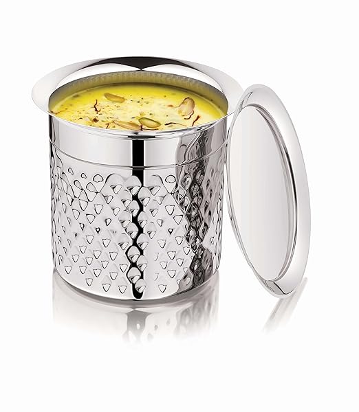 Mukti Stainless Steel Food Storage Jars & Containers|Dabba|Milk Pot, Lota, Gunj|Milky Mist Krystal with Lid|4600ml x 1pc