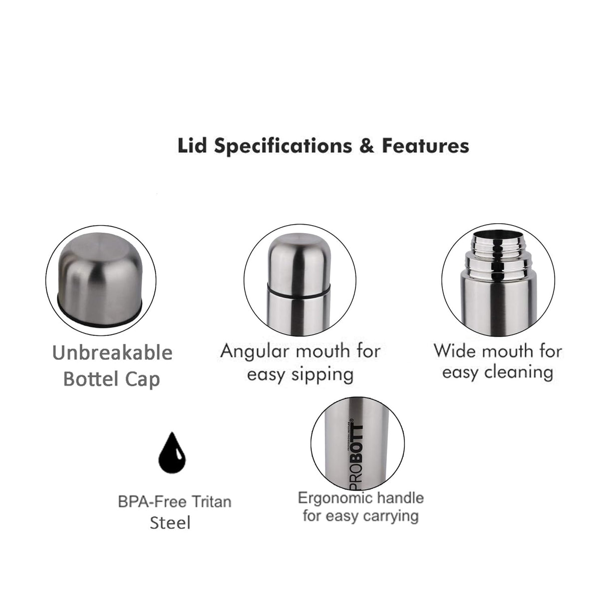 Thermosteel 350ml Vacuum Insulated Flask Bottle, Stainless Steel Hot & Cold Water Bottle | Silver | Leak-Proof & BPA-Free | PB 350-02