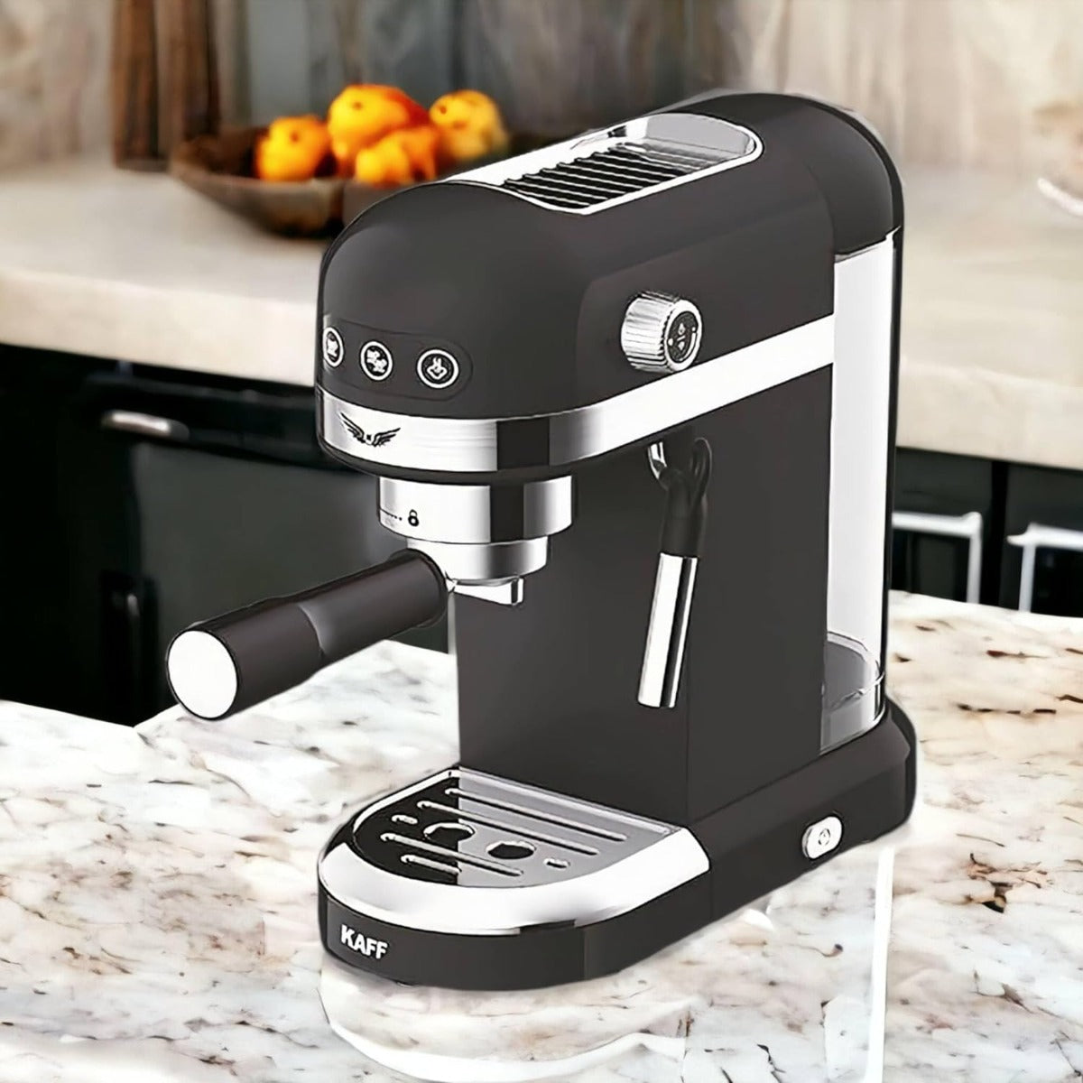 FONTANA BLACK Free Standing Coffee Machine | 19-Bar High Pressure | 1350W | Touch Control | Hot Milk & Steam Function