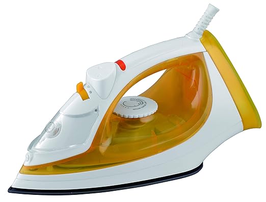 Usha SI 3816 Steam Iron 1600 W with Easy-Glide Non-Stick Soleplate, Powerful Steam Output, 280 Ml Water Tank (Yellow & White), 1600 Watts