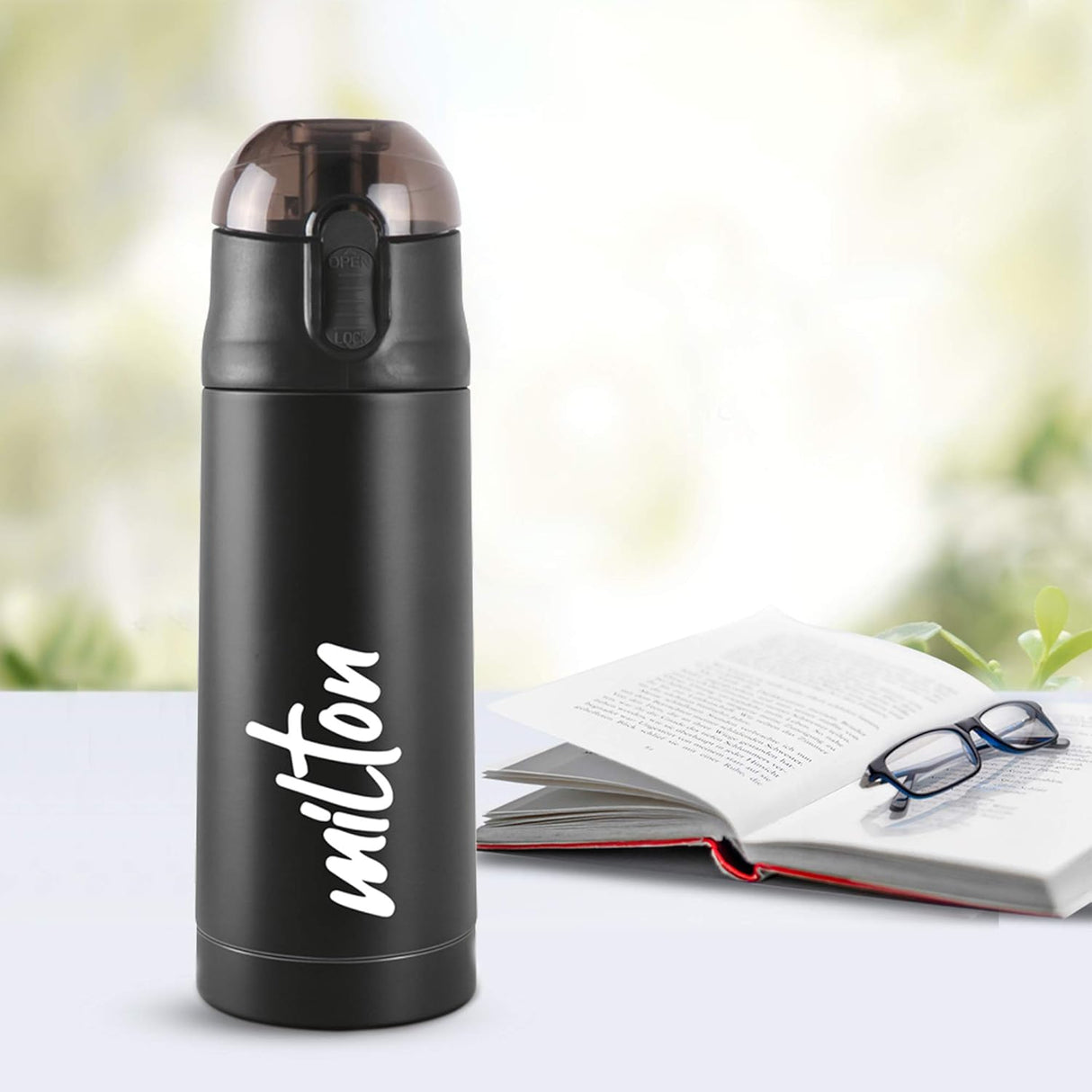 New Crown 400 Thermosteel Water Bottle 350 ml with One Touch Safety Lock, 24 Hours Hot and Cold, Leak Proof Lid, ISI Certified I Vacuum Insulated I for Office, Gym, School