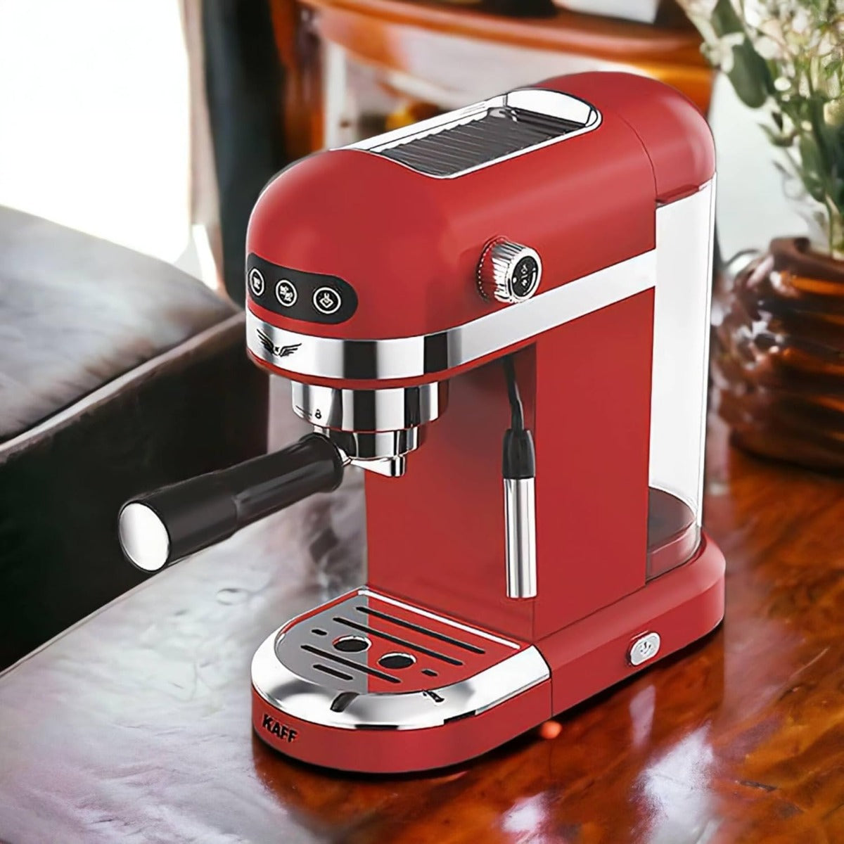 FONTANA RED Coffee Machine | 19-Bar High Pressure | 1350W | Touch Control | Hot Milk & Steam Function | Free Standing