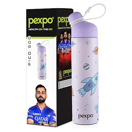 Pico 500 Pro Cute Sipper 470ml Rocket Design – Hot & Cold Stainless Steel Kids Water Bottle, Vacuum Insulated, Leak Proof, RCB Edition
