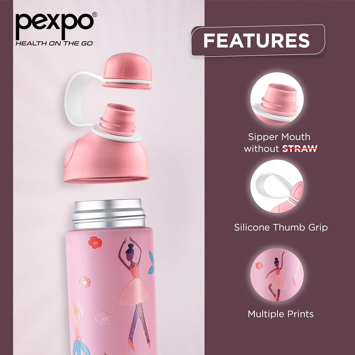 Pico 500 Cute Sipper 470ml Dancing UV Printed Design – Hot & Cold Stainless Steel Kids Water Bottle, Vacuum Insulated, Leak Proof, RCB Edition