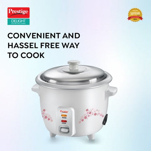 Delight PRWO Electric Rice Cooker (Off-white) | Close Fit Lid | Detachable Power Cord | Keep Warm Mode