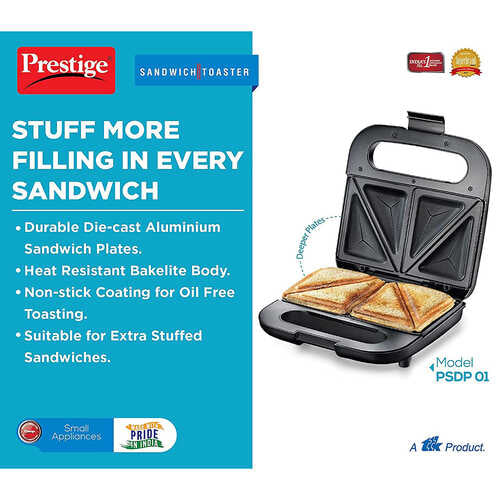 PSDP 01 New Deep Sandwich Maker 750W with Non-stick Heating Plates