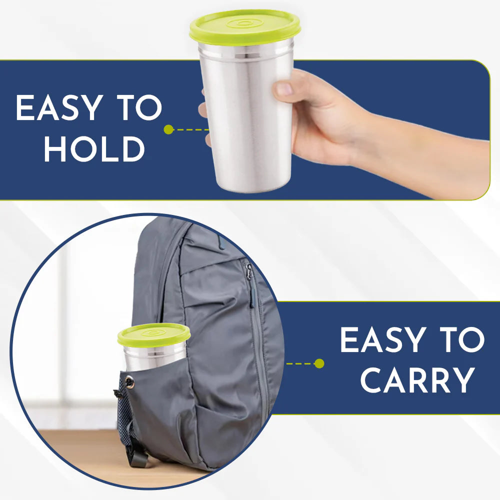 Easy Lock Tumbler – 350 ml | 100% Spill-Proof & Airtight Stainless Steel Tumbler with Straw | Travel Coffee Mug for Adults, Kids & Toddlers | Sleek, Portable & Easy to Handle (Pack of 1, Silver)