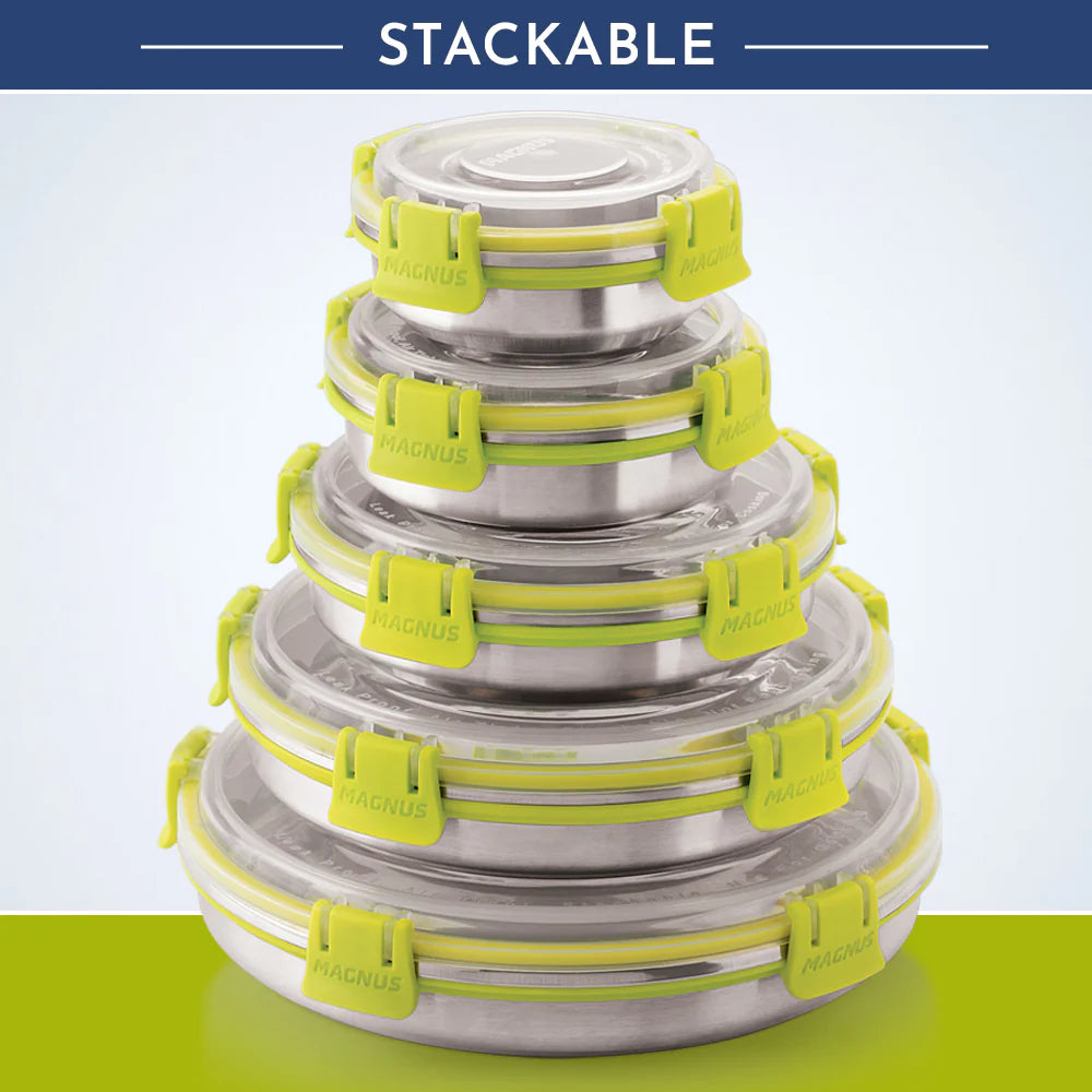 Klip Lock Stainless Steel Airtight Leakproof Storage Container – 450ML – Premium Lunch Box for Office Men, Kids & Women, Durable Kitchen Accessory