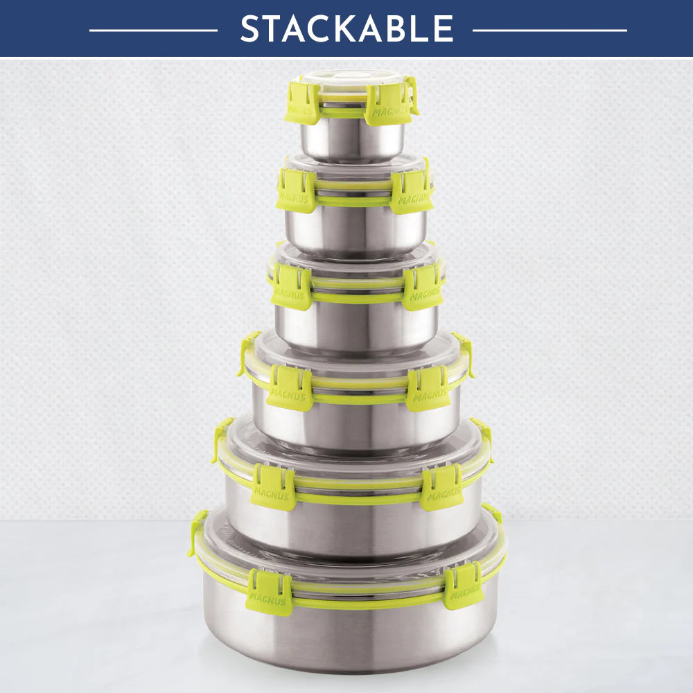 KLIP LOCK Stainless Steel Airtight Leakproof Container – 375ML – Durable Lunch Box for Office Men, Women & Kids, Kitchen Storage Solution