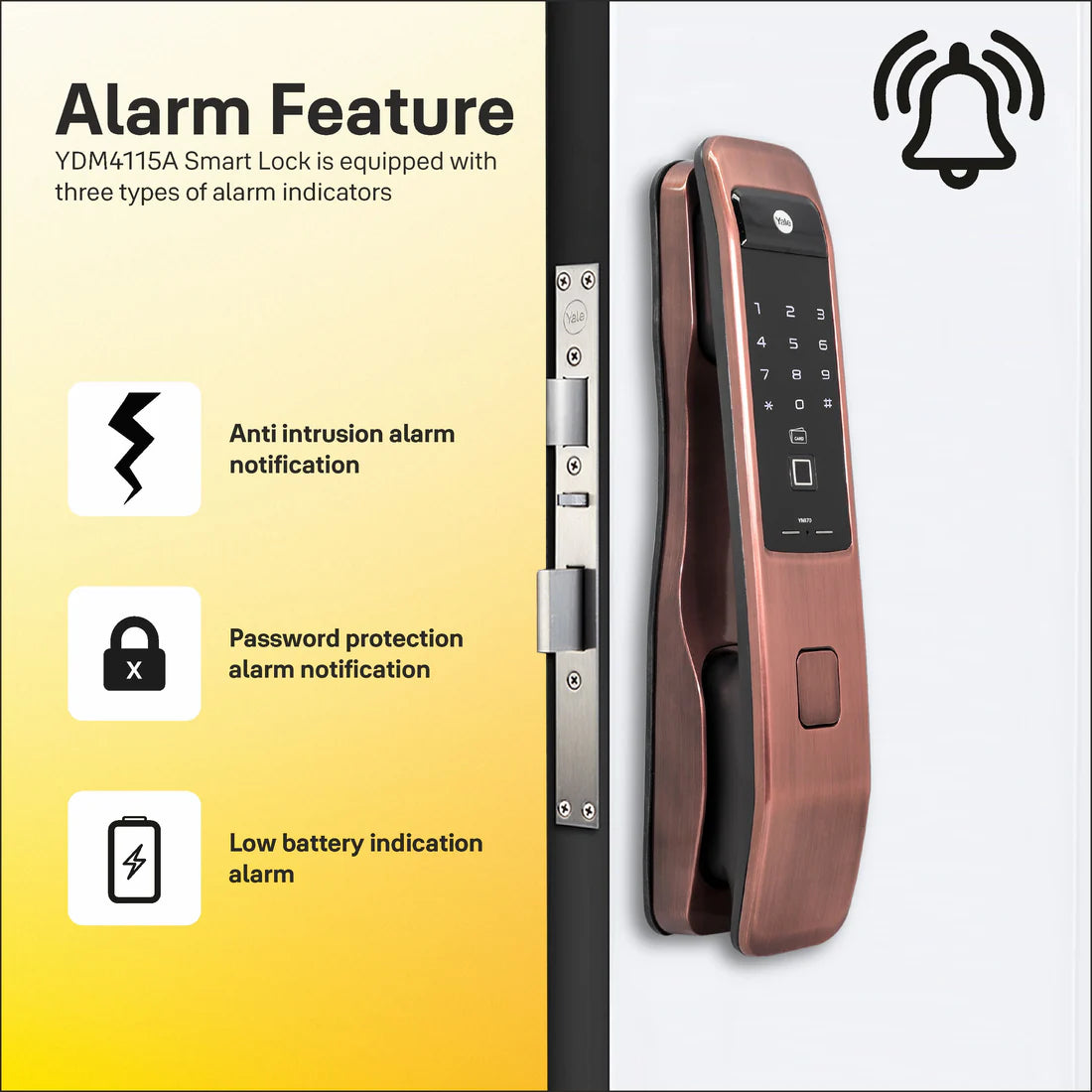 YMI 70 RB - A Series Push Pull Smart Lock (Red Bronze)