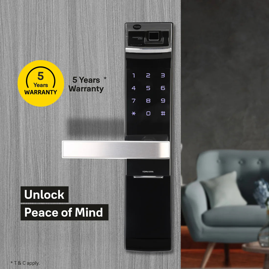 YDM 4109-A Series Biometric Smart Lock (Black)