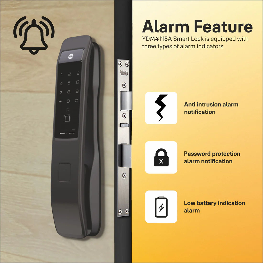 YMI 70 MB - A Series Push Pull Smart Lock (Matt Black)
