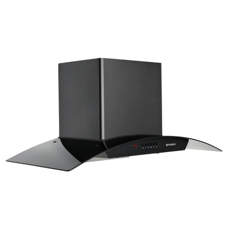 Faber Hood Alpha HC PB BK 90 1500 m鲁/hr Auto clean  Wall Mounted  Chimney Baffle Filter Touch Control & Motion Sensor Black Tempered glass With Stainless Steel