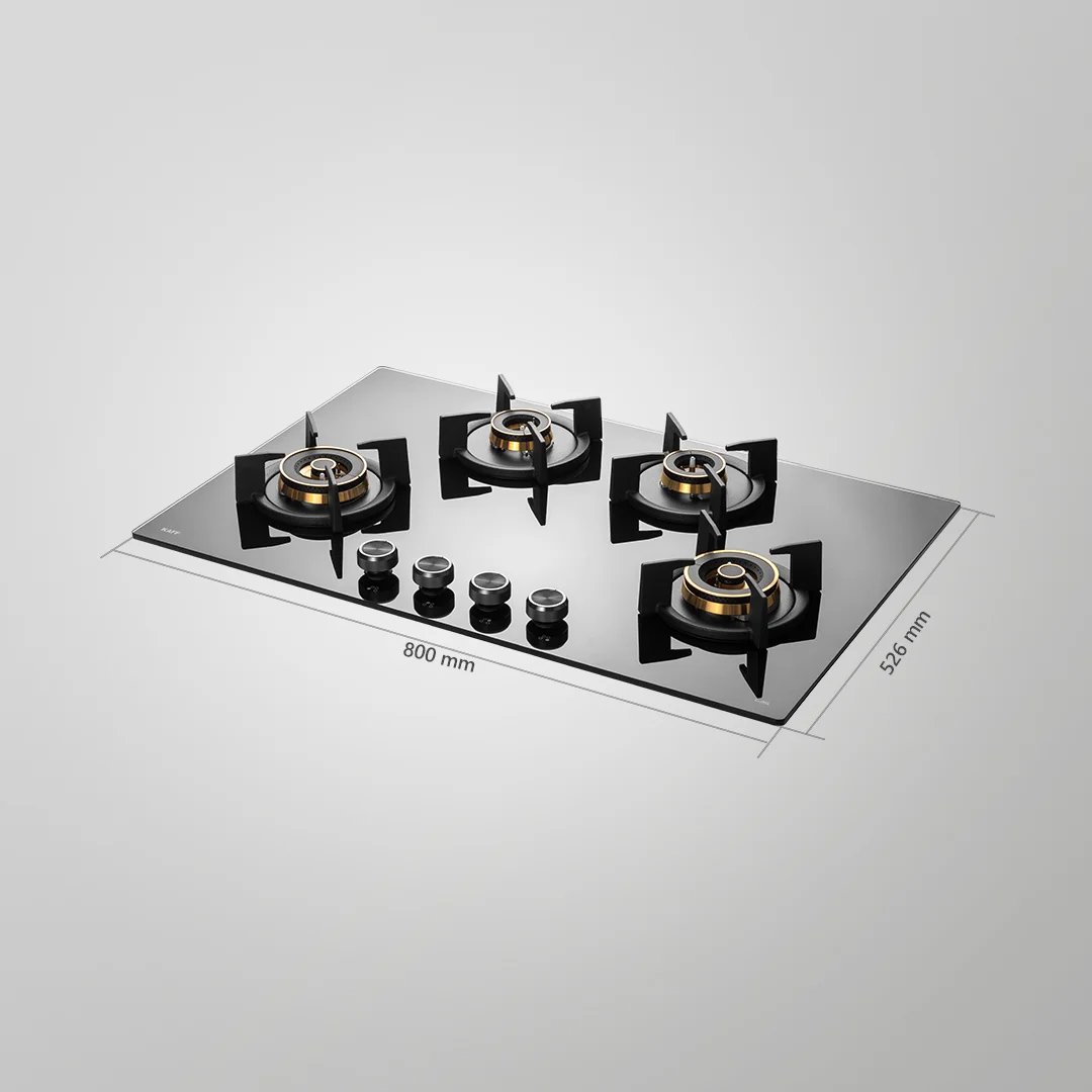 INF 804 – 4 Full Brass High-Efficiency Burners Built-in Hob | Auto Electric Ignition | 80cm | Flame Failure Safety | Heavy Duty Cast Iron Pan Support