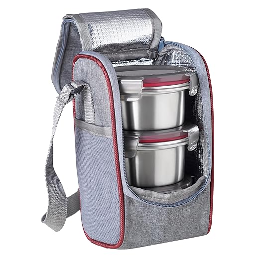 Celltone Microwavable 304 Stainless Steel Food Container with Carry Bag Leak-Proof, Fridge-to-Oven, Microwave Safe, Portable Lunch Boxes for Office, School & College (Set of 3 (400 ml x 3)