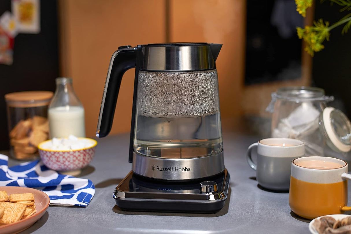 Attentiv 1.7L Electric Cordless Glass Kettle | Removable Infuser Basket - (Variable Temperature (40°C-100°C) | Keep Warm Function, Sleep Timer Function, Touch Screen Controls | 26200-70