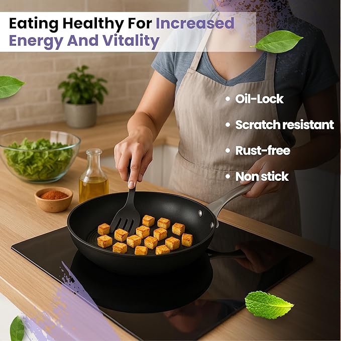 Black Eisen Cast Iron Frypan With Steel Handle 2L, 26cm