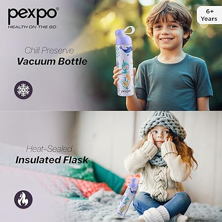 Pico 500 Cute Sipper 470ml Mermaid UV Printed Design – Hot & Cold Stainless Steel Kids Water Bottle, Vacuum Insulated, Leak Proof, RCB Edition