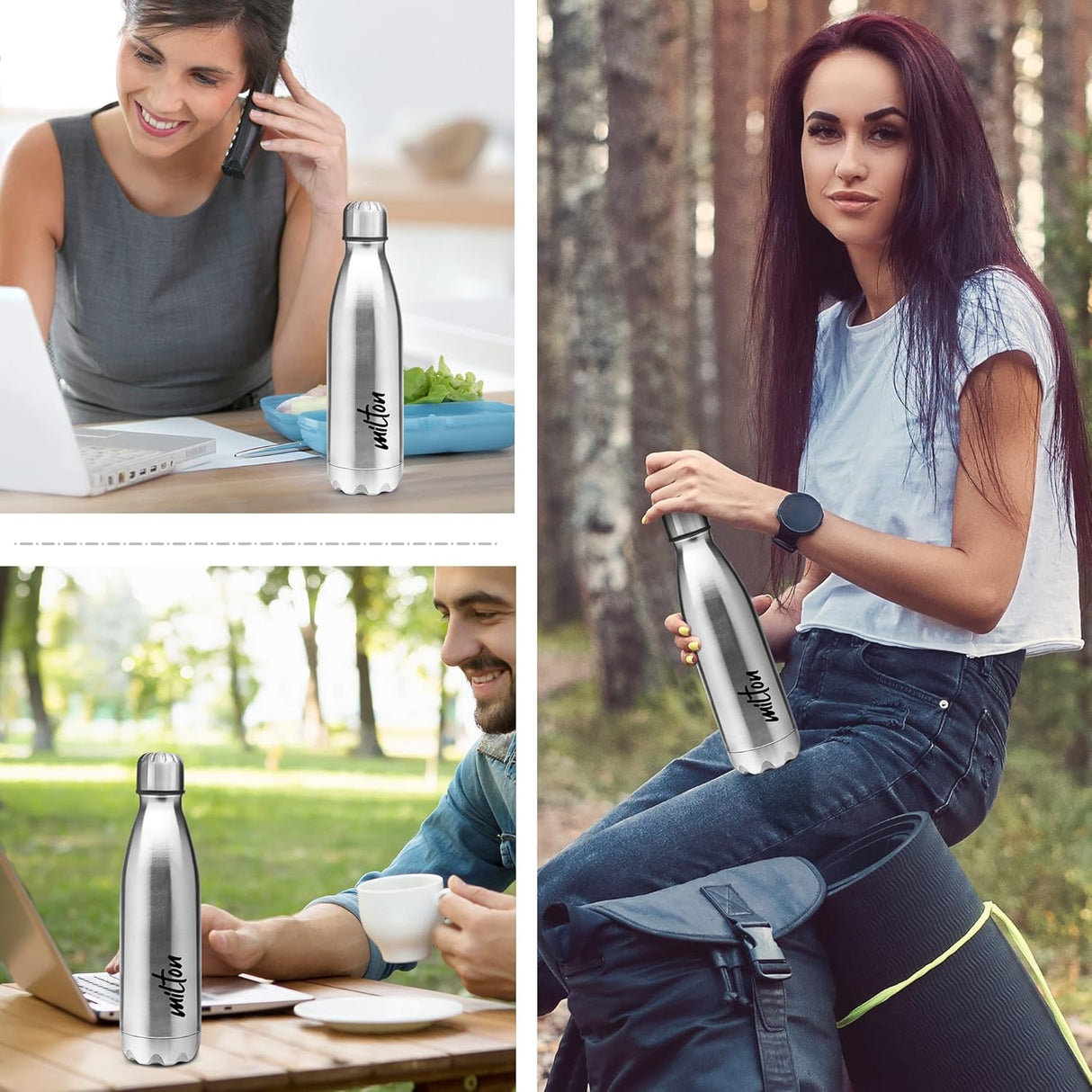 Shine 800 Stainless Steel Water Bottle 800 ml, Single Walled, ISI Certified I Leak Proof Lid, Rust Proof I For School, Office, Gym I Silver