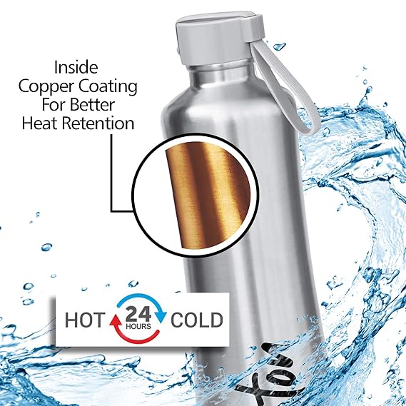 Tiara 1100 Stainless Steel 24 Hours Hot and Cold Water Bottle, 900 ml