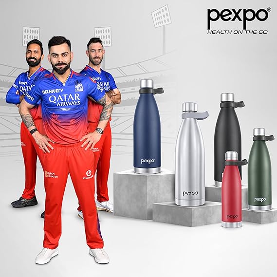 Pexpo Amaze 1000 ISI Certified Water Bottles Stainless Steel Vacuum Insulated Hot & Cold Flask - Pink & Green Ombre 940ml, Water Bottle Ideal for Home, Office, Gym, Outings, and School