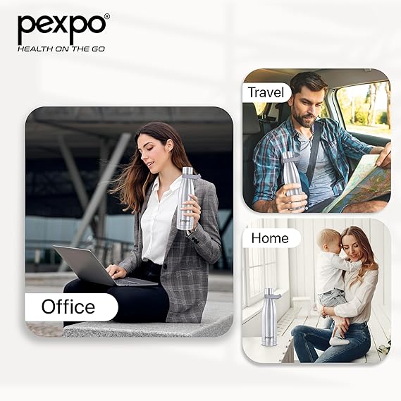 Pexpo Amaze 1000 ISI Certified Water Bottles Stainless Steel Vacuum Insulated Hot & Cold Flask - Pink & Green Ombre 940ml, Water Bottle Ideal for Home, Office, Gym, Outings, and School