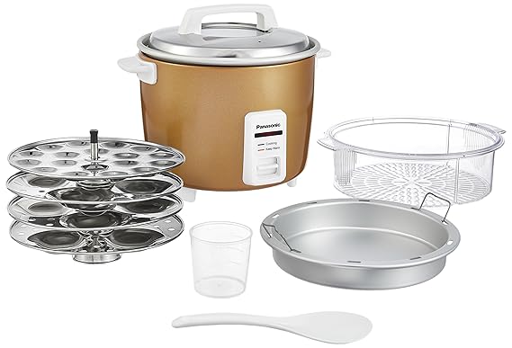 SR-W18GH 4.4L Automatic Warmer Cooker Combo – 660W, 5-Hour Keep Warm, Idli Stand & Steaming Basket, Gold