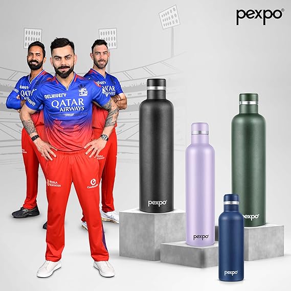 Pexpo Stainless Steel Hot and Cold Vacuum Insulated ISI Certified Flask,750ml,Black, | Double Wall Flask | BPA Free | Office | School | Home | Hiking | Gym