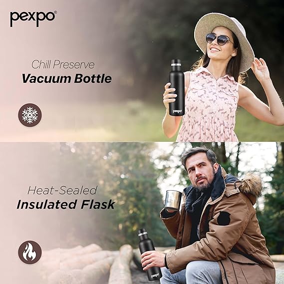 500ml Stainless Steel Vacuum Flask – Hot & Cold, ISI Certified, Knight Black, BPA Free