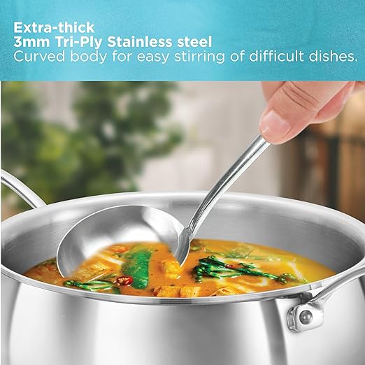 Hawkins 3L Pro Triply Stainless Steel Handi with Steel Handles and Steel Lid, Silver (PSH30S)