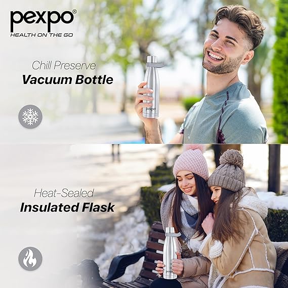 Pexpo Amaze 1000 ISI Certified Water Bottles Stainless Steel Vacuum Insulated Hot & Cold Flask - Pink & Green Ombre 940ml, Water Bottle Ideal for Home, Office, Gym, Outings, and School