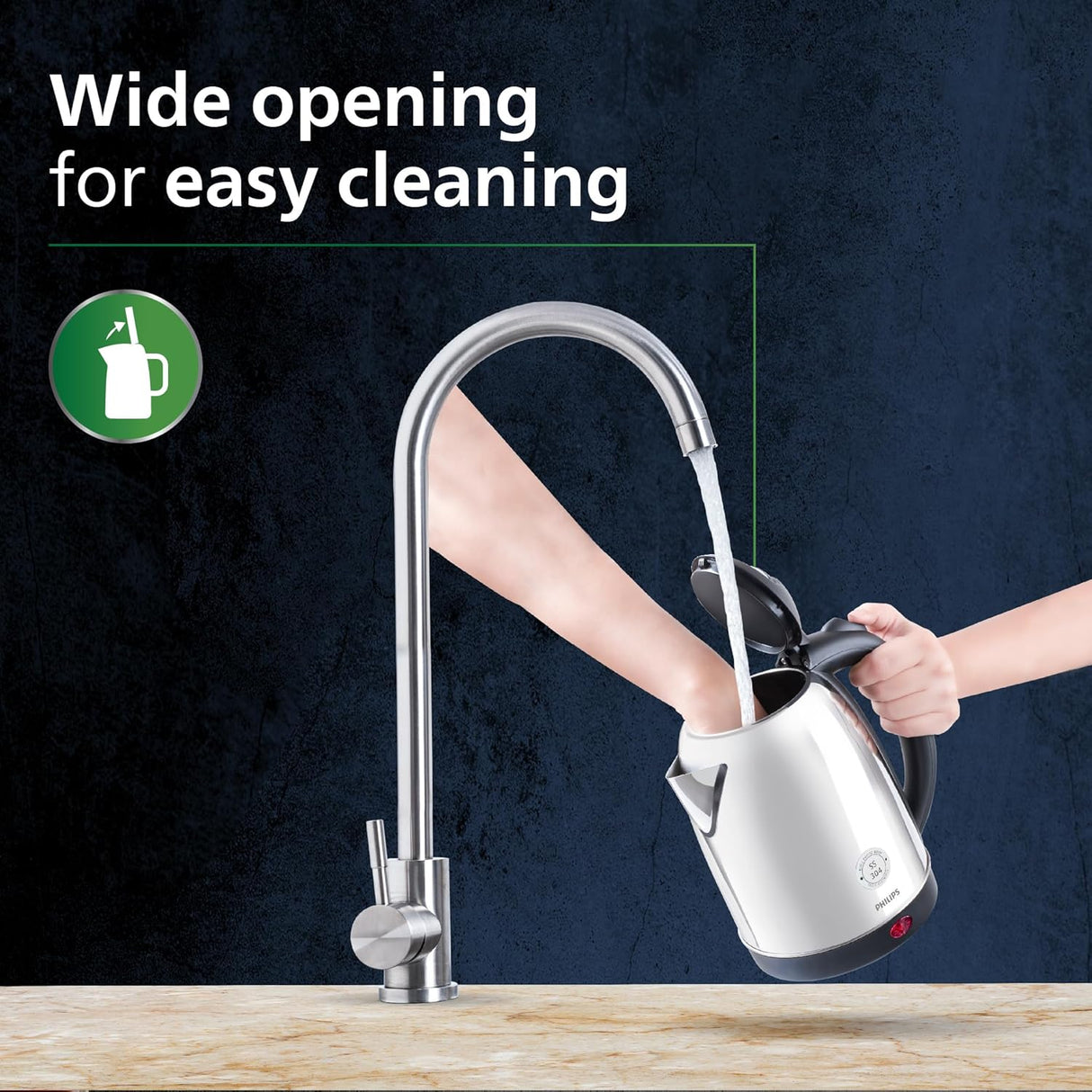 HD9373/00 Electric Kettle | 1.5L | 25% Thicker Stainless Steel Body | Triple Safe Auto Cut-Off | Rust-Proof Design