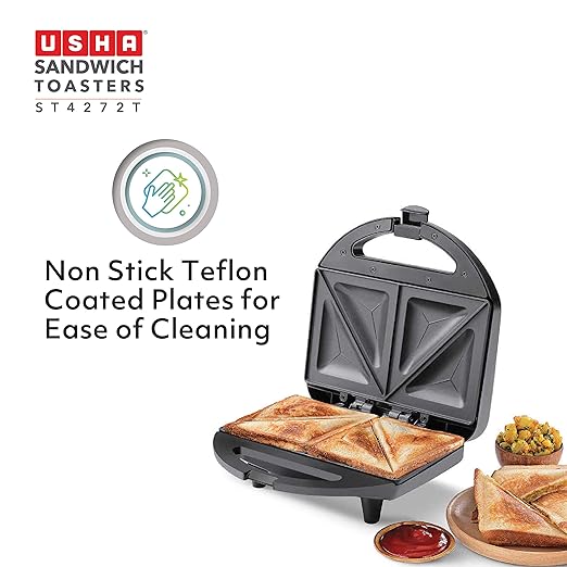 Usha 750 W ST4272 T Non-Stick Food Grade Material Sandwich Toaster (Black)
